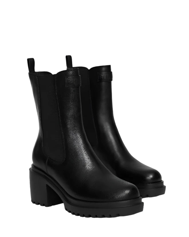 CONSTANCE CHELSEA LEATHER BLOCK HEEL BOOTS