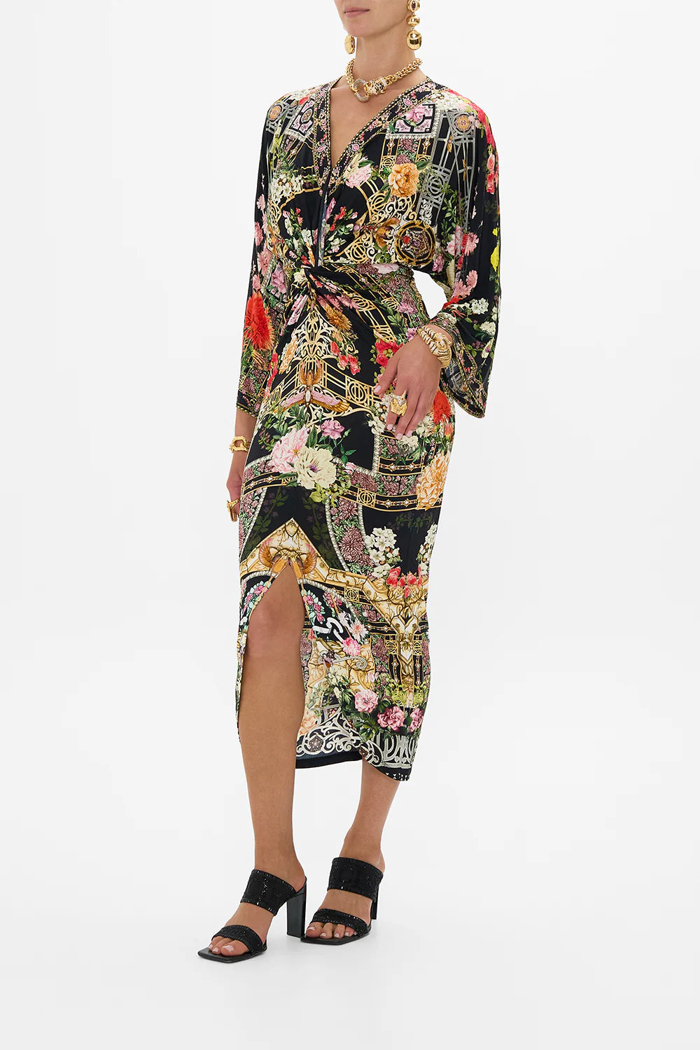 ADORNED IN ALEXANDRIA: LONG SPLIT FRONT TWIST DRESS